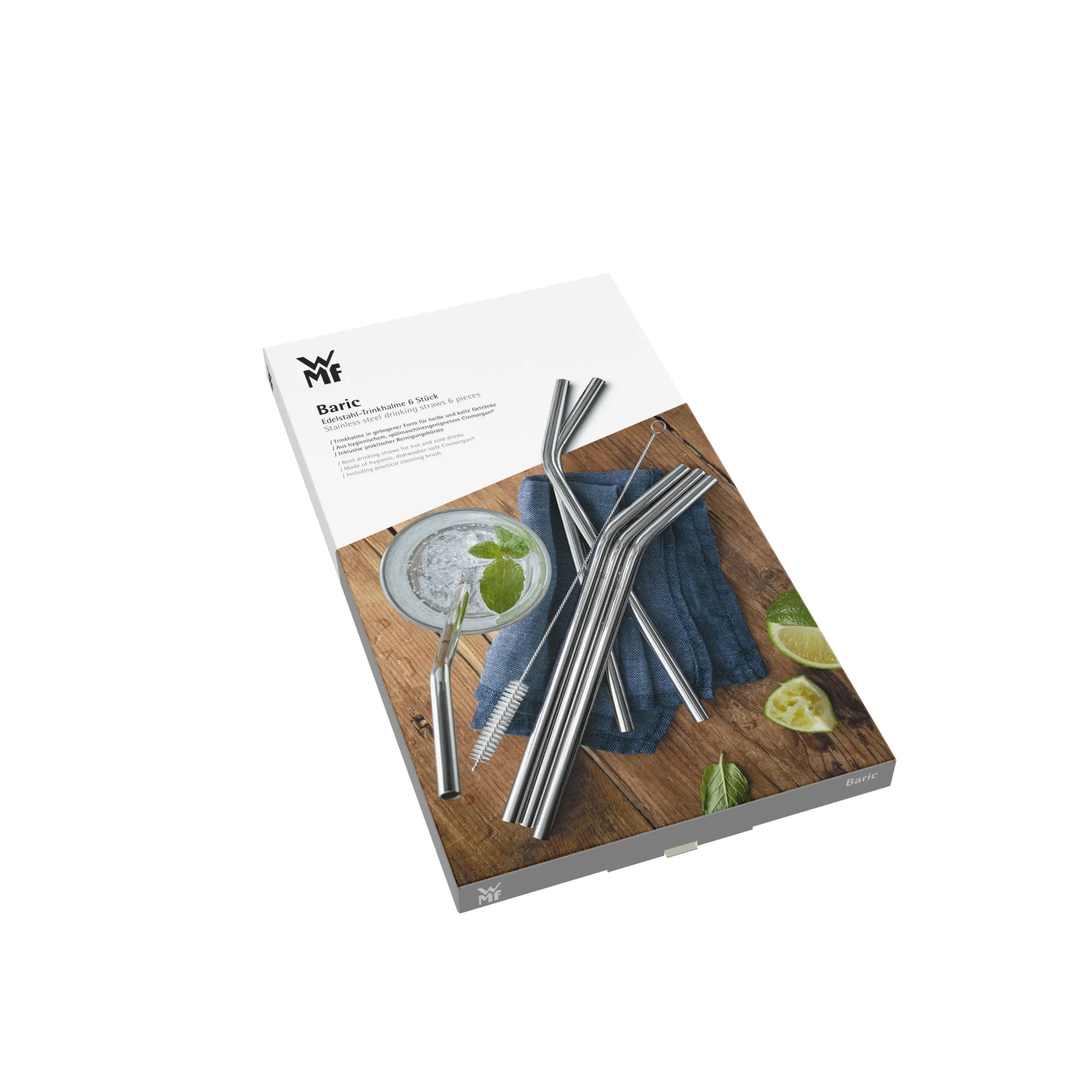 WMF BaricTrinkhalm-Set aus Cromargan®, 24 cm, 6-teilig plus Reinigungsbürste| Barzubehör