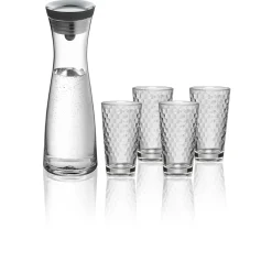 WMF Basic Set Wasserkaraffe mit 4 Gläsern| Wassergläser|Karaffen & Dekanter