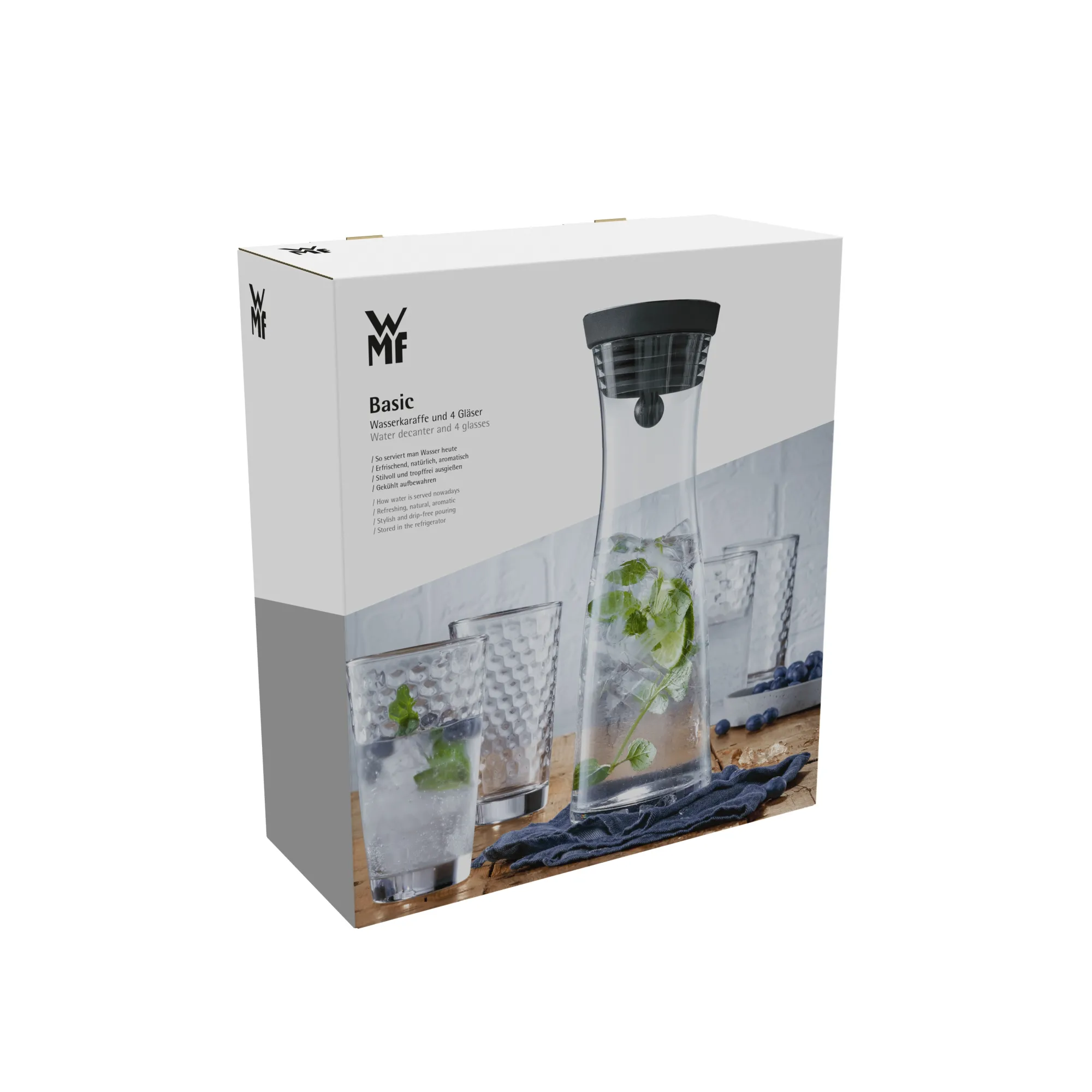 WMF Basic Set Wasserkaraffe mit 4 Gläsern| Wassergläser|Karaffen & Dekanter