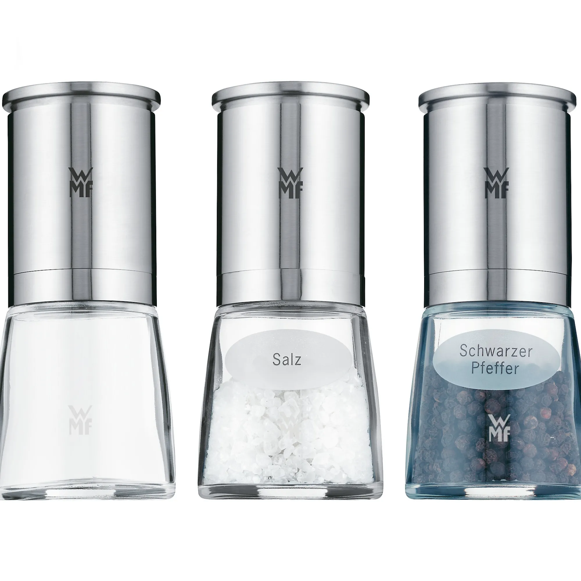WMF De Luxe Gewürzmühlen-Set, 3-teilig| Salz- & Pfeffermühlen|Gewürzmühlen