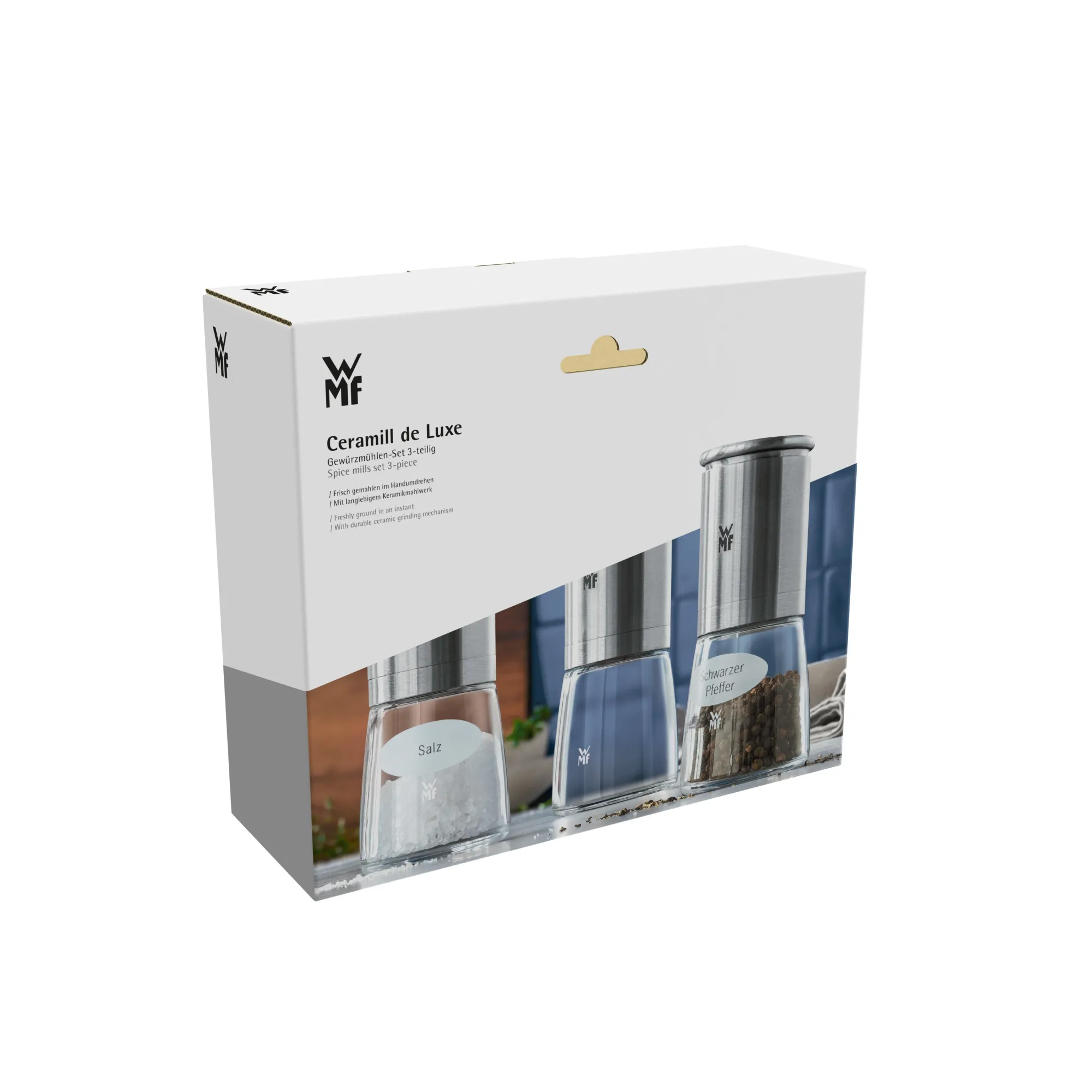 WMF De Luxe Gewürzmühlen-Set, 3-teilig| Salz- & Pfeffermühlen|Gewürzmühlen