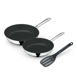WMF Devil Bratpfannen-Set, 3-teilig, 24 cm + 28 cm + Pfannenwender| Küchenutensilien|Induktionspfannen