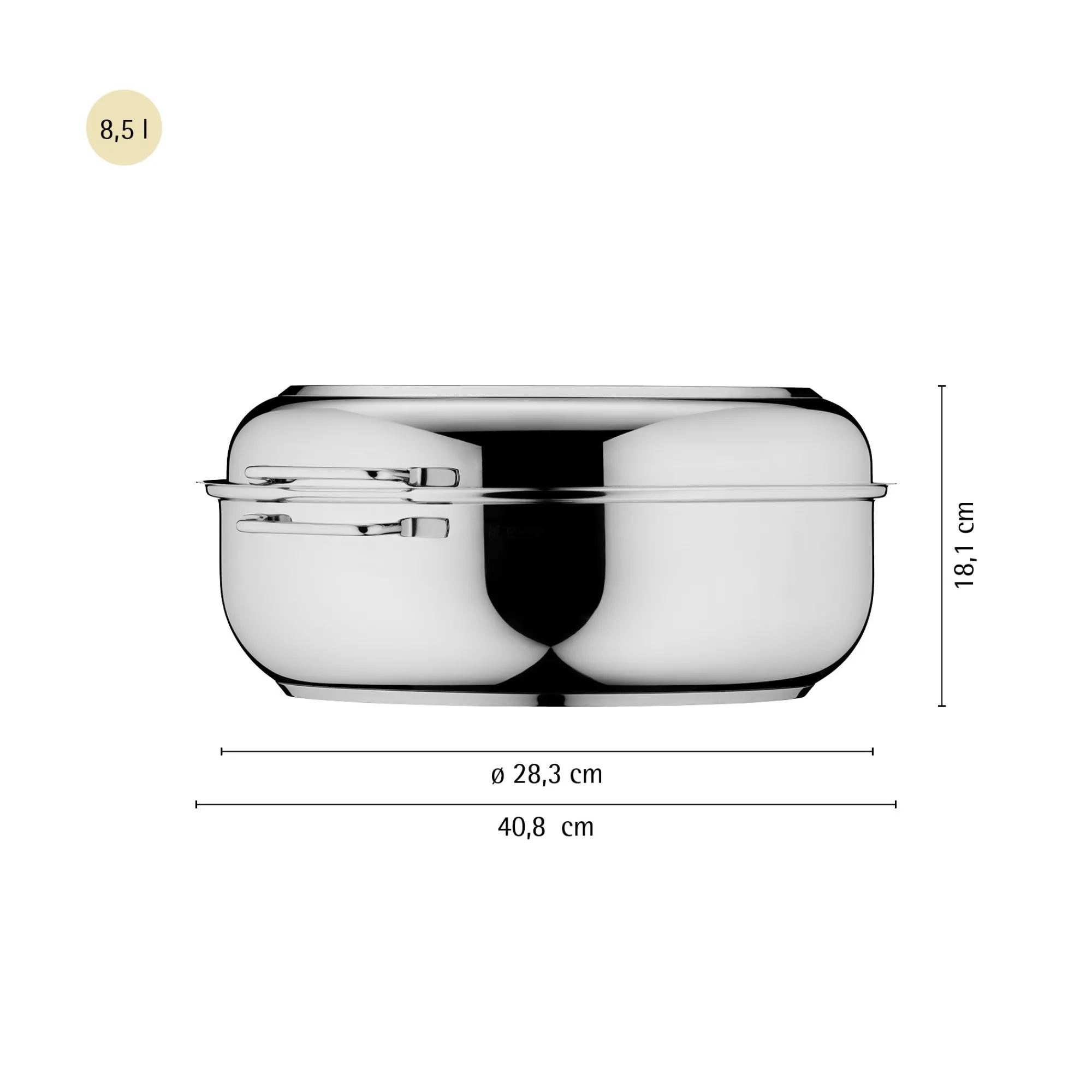WMF Extrabräter mit Metalldeckel, Drahteinsatz und Fleischthermometer| Bräter & Schmortöpfe