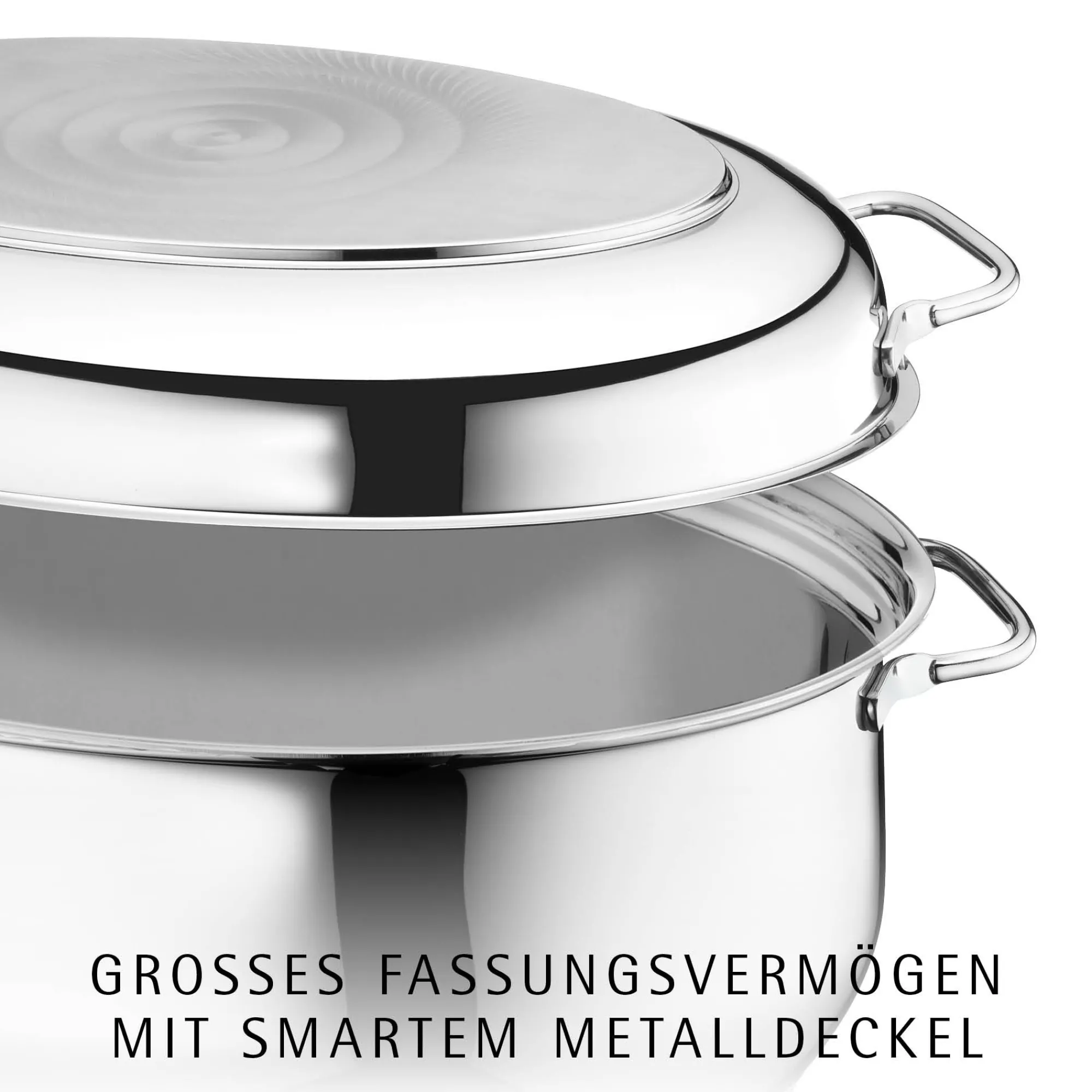 WMF Extrabräter mit Metalldeckel, Drahteinsatz und Fleischthermometer| Bräter & Schmortöpfe