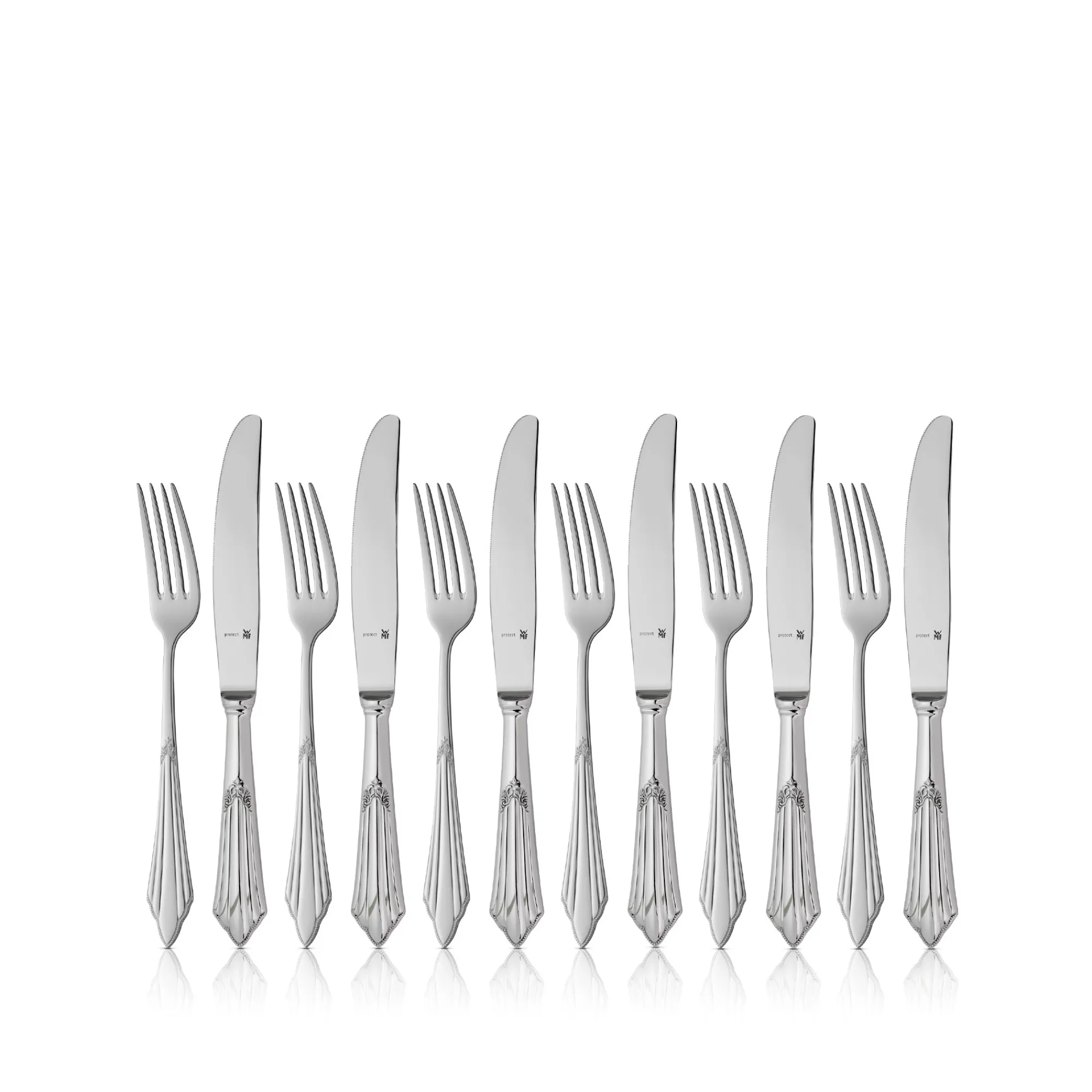 WMF Fächer Dessertbesteck-Set, 12-teilig, Cromargan protect®| Besteck-Sets
