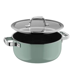 WMF Fusiontec Mineral Pro, Bratentopf mit Deckel, 24 cm, Eucalyptus Haze| Induktionstöpfe