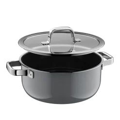 WMF Fusiontec Mineral Pro, Bratentopf mit Decke, 24 cm, Platinum| Induktionstöpfe