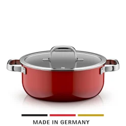 WMF Fusiontec Mineral Pro, Bratentopf mit Deckel, 24 cm, Passion Red| Induktionstöpfe
