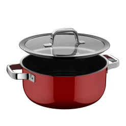 WMF Fusiontec Mineral Pro, Bratentopf mit Deckel, 24 cm, Passion Red| Induktionstöpfe