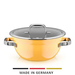 WMF Fusiontec Mineral Pro, Kochschüssel mit Deckel, 24 cm, Mango Yellow| Kochtöpfe