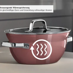 WMF Fusiontec Mineral Pro, Kochschüssel mit Deckel, 20 cm, Rose Quartz| Induktionstöpfe|Kochtöpfe
