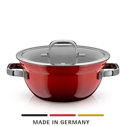 WMF Fusiontec Mineral Pro, Kochschüssel mit Deckel, 24 cm, Passion Red| Kochtöpfe