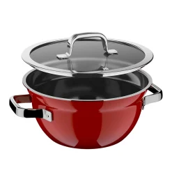 WMF Fusiontec Mineral Pro, Kochschüssel mit Deckel, 24 cm, Passion Red| Kochtöpfe