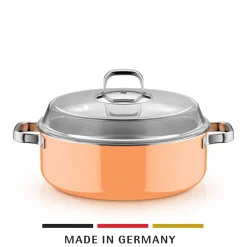 WMF Fusiontec Mineral Pro, Schmortopf mit Deckel, 28 cm, Papaya Orange| Induktionstöpfe
