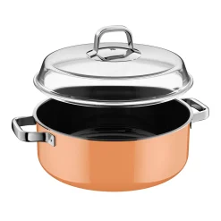 WMF Fusiontec Mineral Pro, Schmortopf mit Deckel, 28 cm, Papaya Orange| Induktionstöpfe