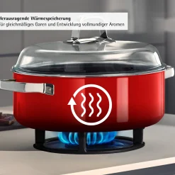 WMF Fusiontec Mineral Pro, Schmortopf mit Deckel, 28 cm, Passion Red| Induktionstöpfe