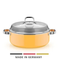 WMF Fusiontec Mineral Pro, Schmortopf mit Deckel, 28 cm, Mango Yellow| Induktionstöpfe