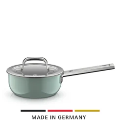 WMF Fusiontec Mineral Pro, Stielkasserolle mit Deckel, 16 cm, Eucalyptus Haze| Induktionstöpfe