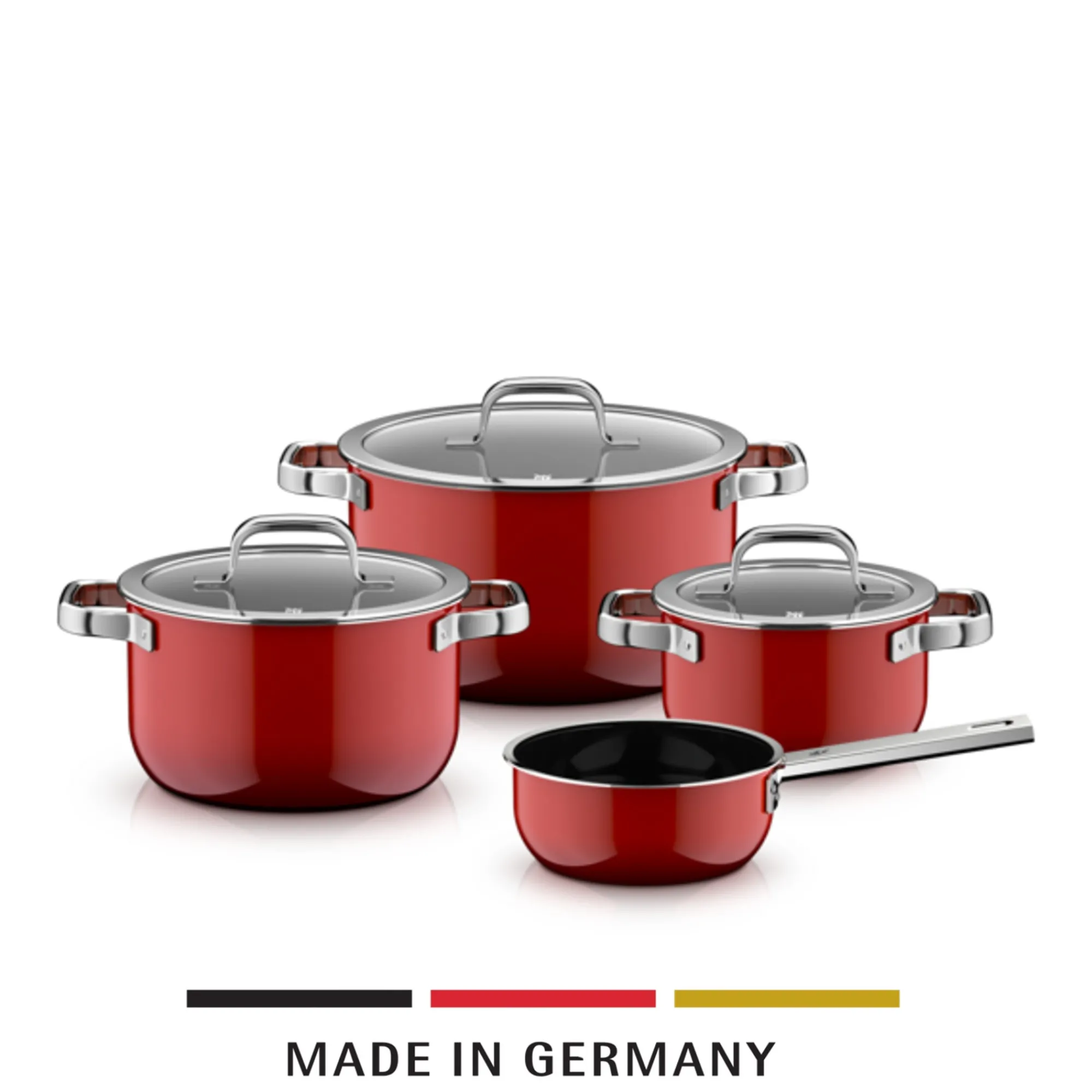 WMF Fusiontec Mineral Pro, Topf-Set, 4-teilig, Passion Red| Topfsets