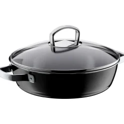 WMF Fusiontec Mineral Schmorpfanne mit Glasdeckel, 28 cm, Black| Schmorpfannen|Pfannen Mit Deckel