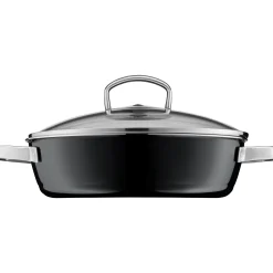 WMF Fusiontec Mineral Schmorpfanne mit Glasdeckel, 28 cm, Black| Schmorpfannen|Pfannen Mit Deckel
