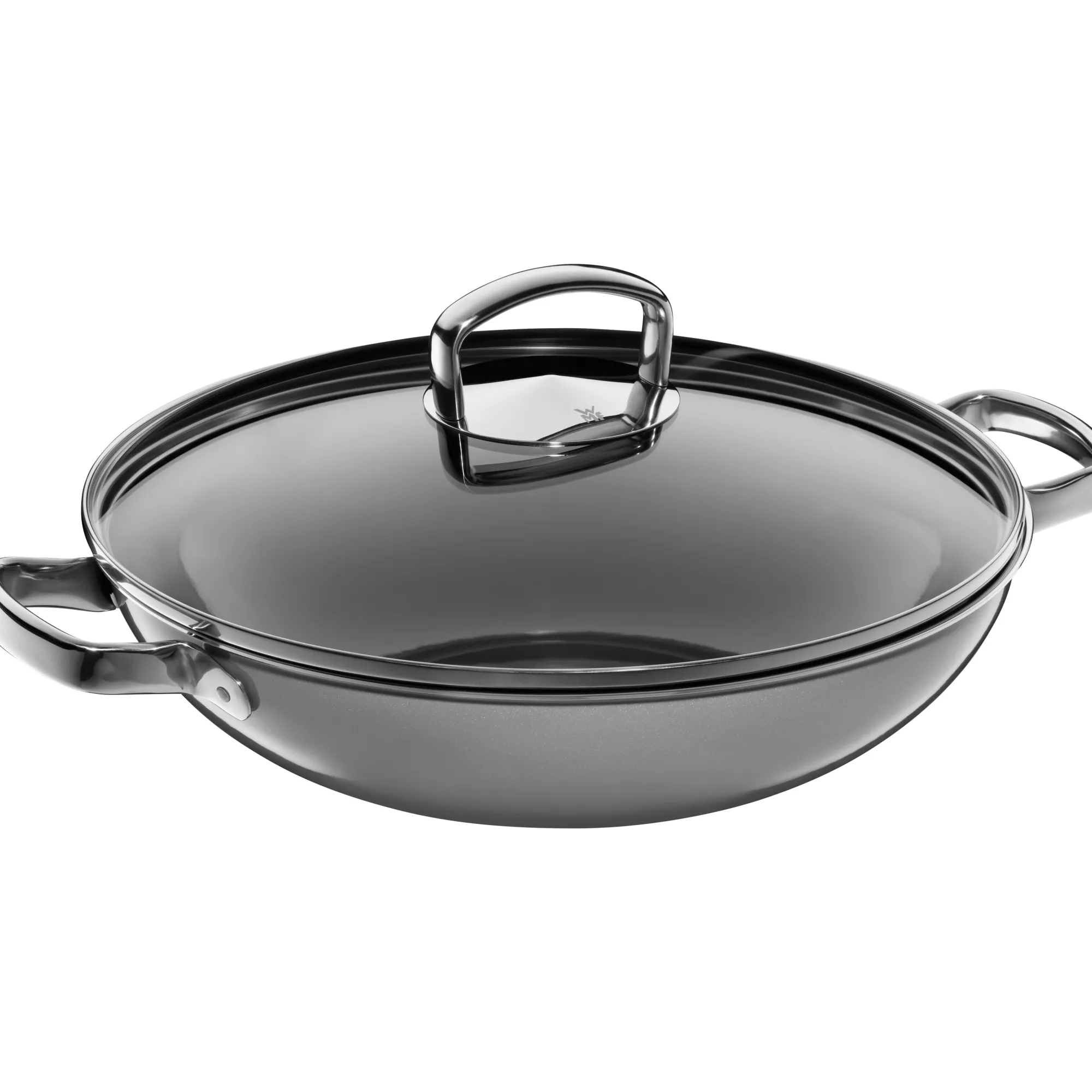 WMF Fusiontec Mineral Wok mit Glasdeckel, 32 cm, Platinum| Woks|Pfannen Mit Deckel