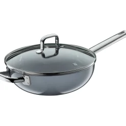 WMF Fusiontec Mineral Wok mit Glasdeckel, 28 cm, Platinum| Woks
