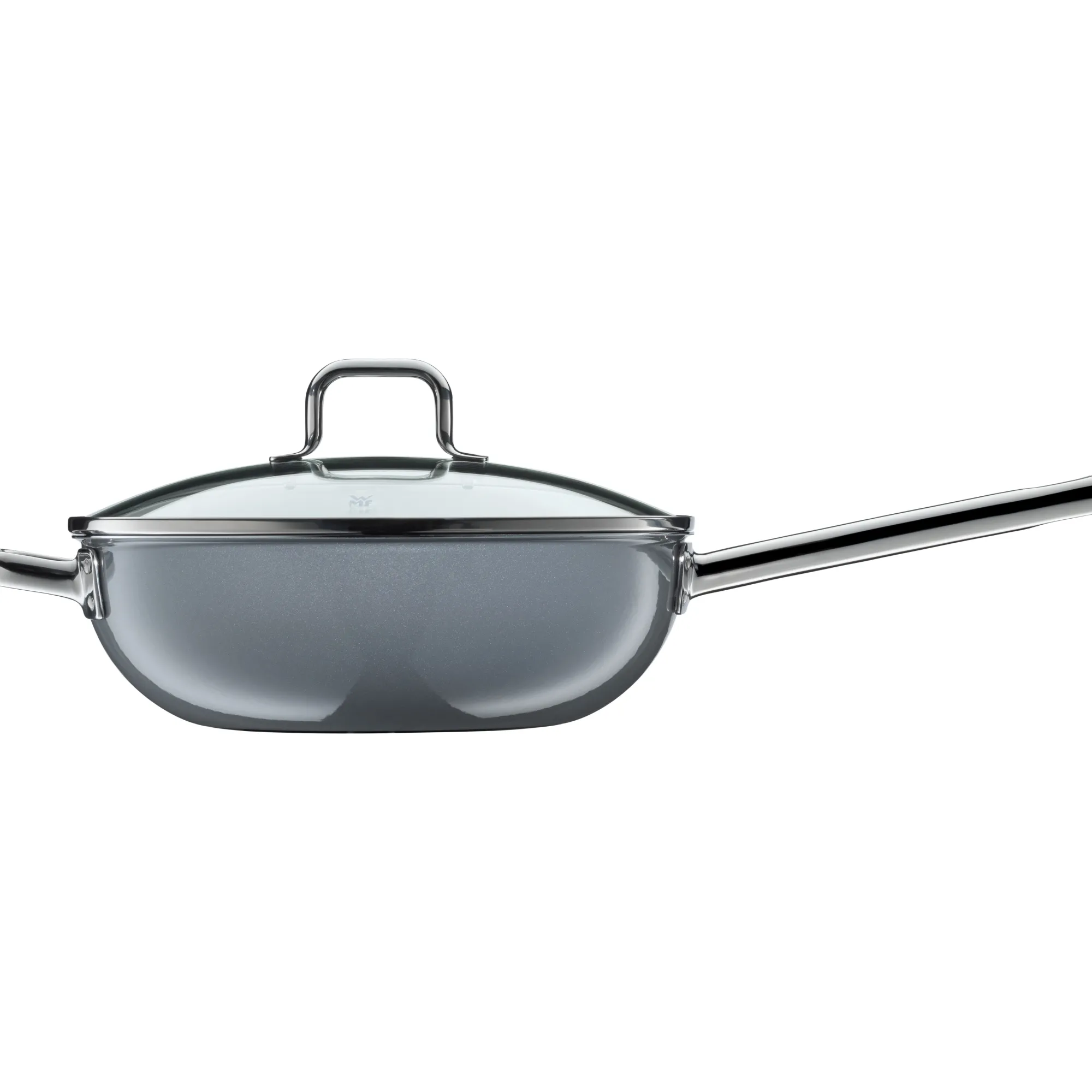 WMF Fusiontec Mineral Wok mit Glasdeckel, 28 cm, Platinum| Woks
