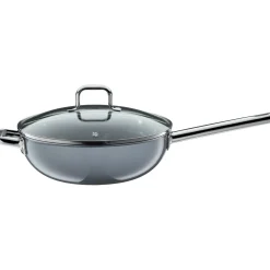 WMF Fusiontec Mineral Wok mit Glasdeckel, 28 cm, Platinum| Woks
