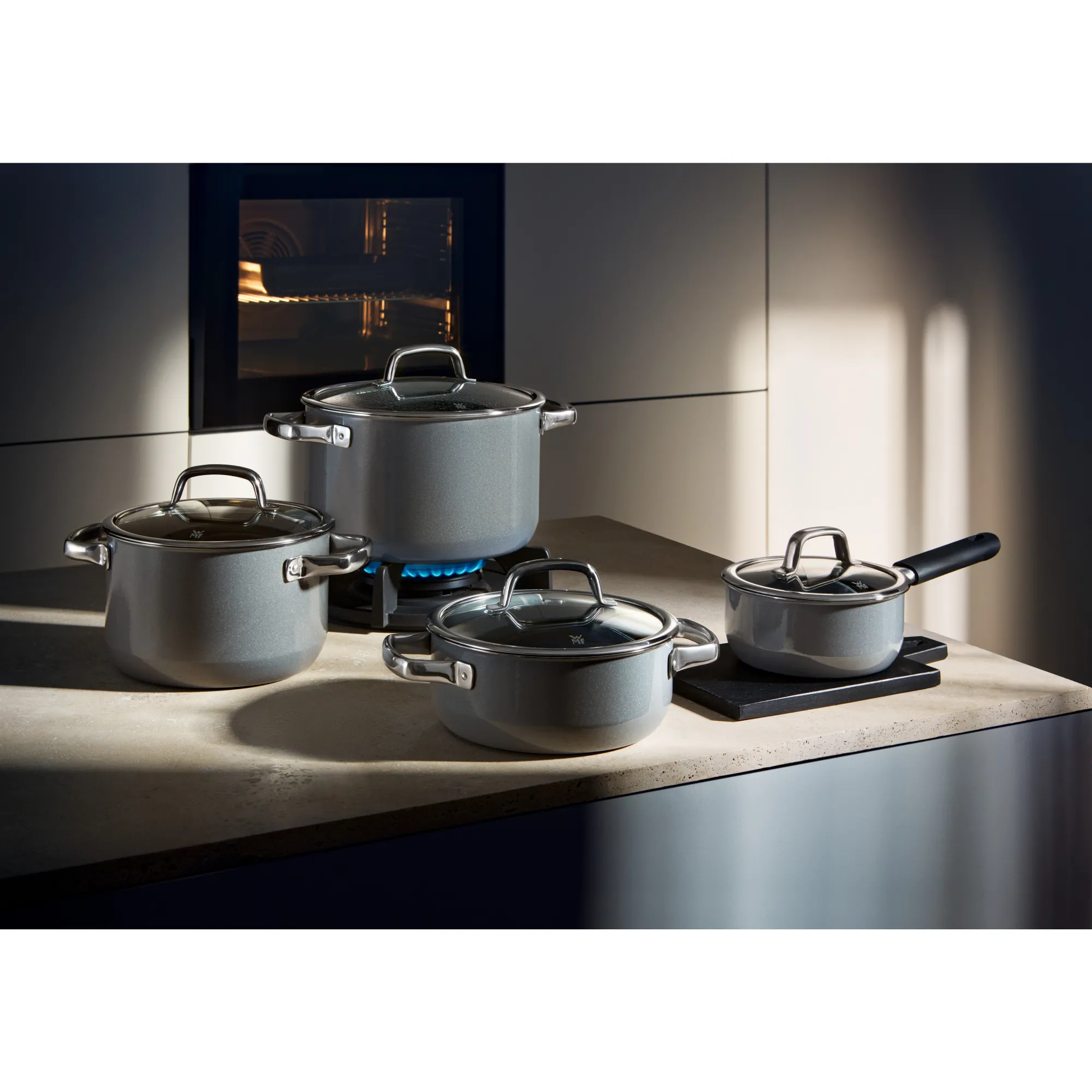 WMF Fusiontec Mineral Wok mit Glasdeckel, 36 cm, Platinum| Woks|Pfannen Mit Deckel