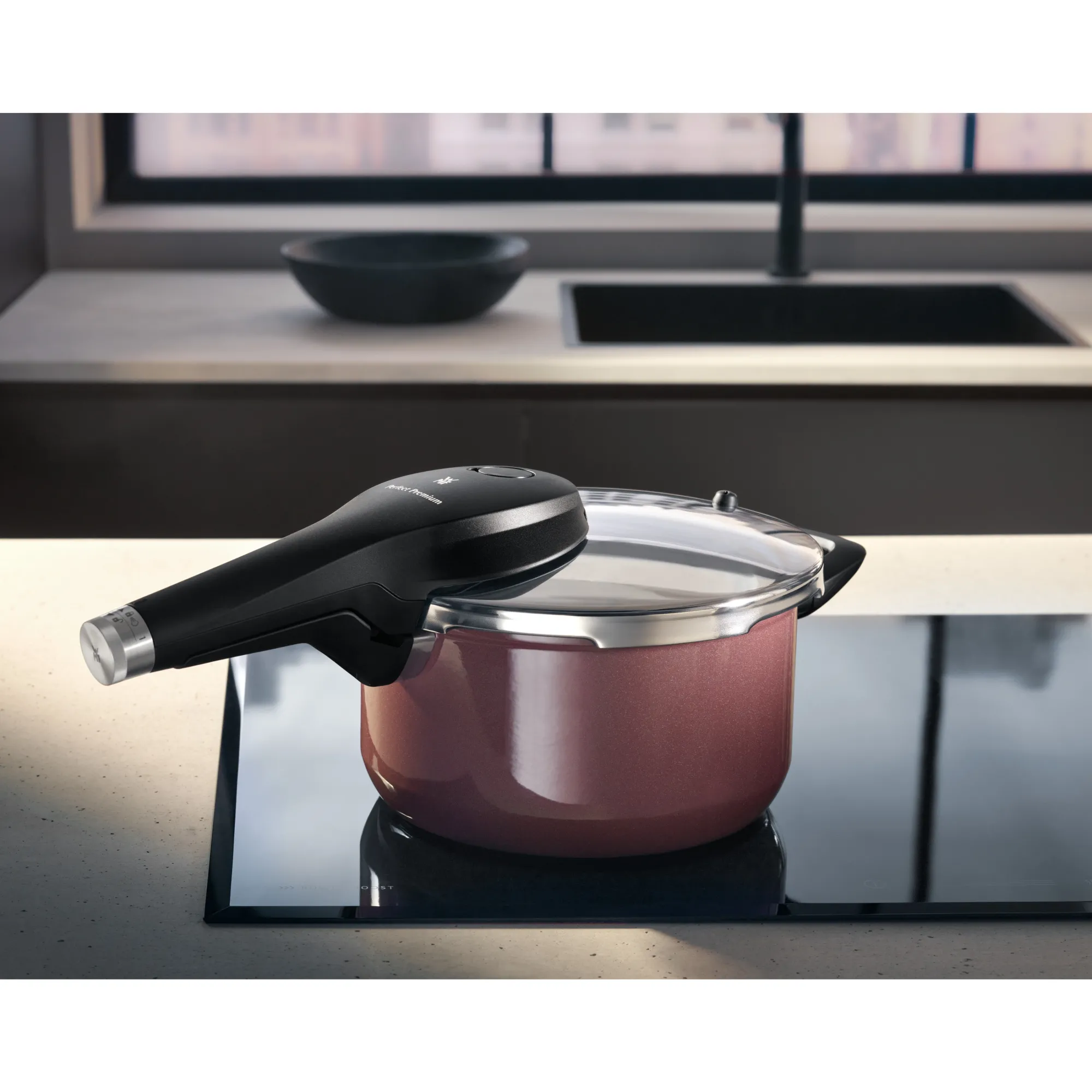 WMF Fusiontec Perfect Premium Schnellkochtopf, 22 cm, 4,5 Liter, Rose Quartz| Induktionstöpfe|Schnellkochtöpfe