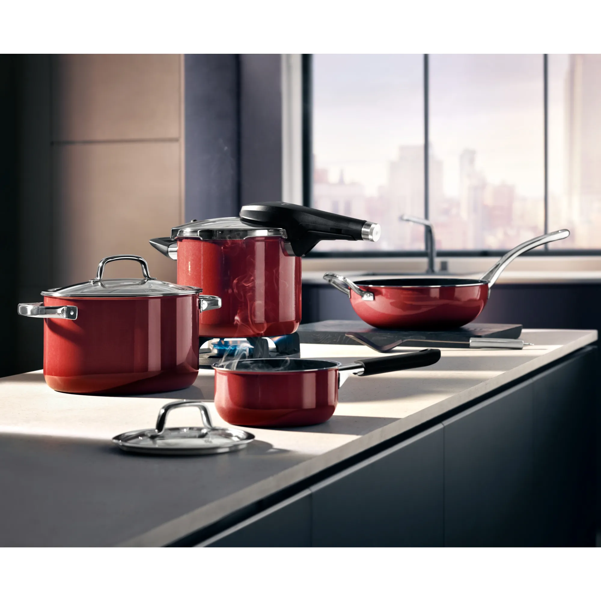 WMF Fusiontec Perfect Premium Schnellkochtopf, 22 cm, 4,5 l Red| Schnellkochtöpfe|Induktionstöpfe