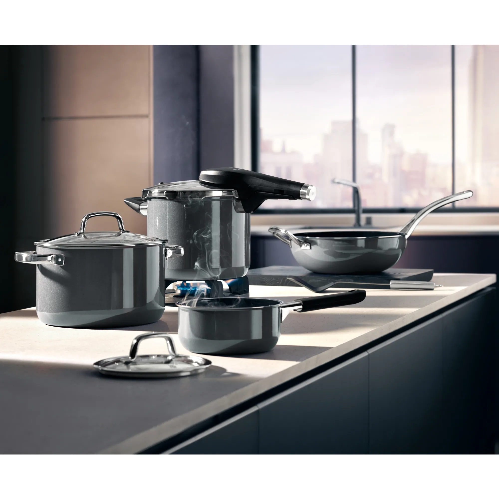 WMF Fusiontec Perfect Premium Schnellkochtopf, 22 cm, 6,5 Liter, Platinum| Schnellkochtöpfe|Induktionstöpfe