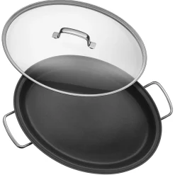 WMF Gourmet-/Fischpfanne mit Glasdeckel, oval, 38 x 26 cm| Pfannen Mit Deckel|Induktionspfannen