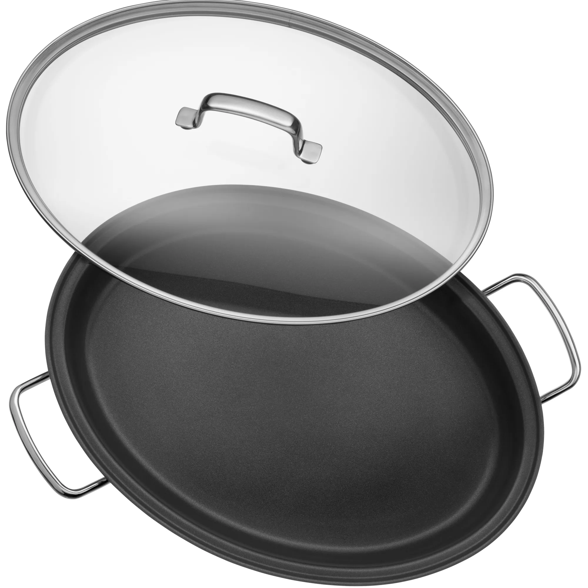 WMF Gourmet-/Fischpfanne mit Glasdeckel, oval, 38 x 26 cm| Pfannen Mit Deckel|Induktionspfannen