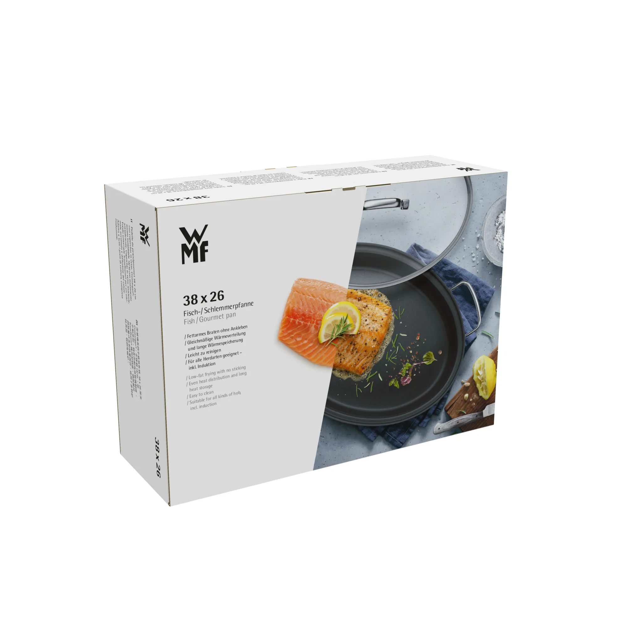 WMF Gourmet-/Fischpfanne mit Glasdeckel, oval, 38 x 26 cm| Pfannen Mit Deckel|Induktionspfannen