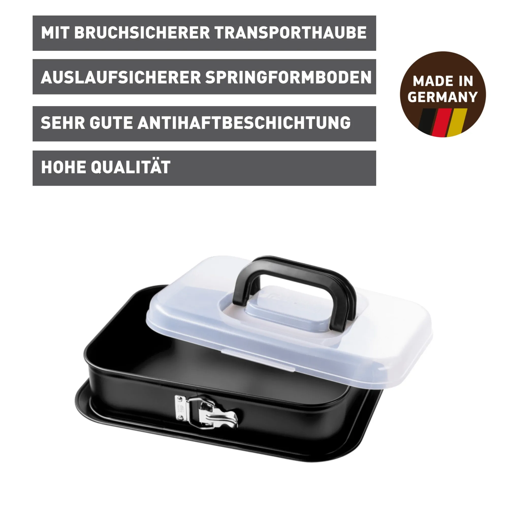 WMF KAISER Inspiration Springform rechteckig mit Transporthaube, 35 x 24 cm| Backformen