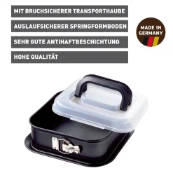 WMF KAISER Inspiration Springform quadratisch mit Transporthaube, 24 x 24 cm| Backformen