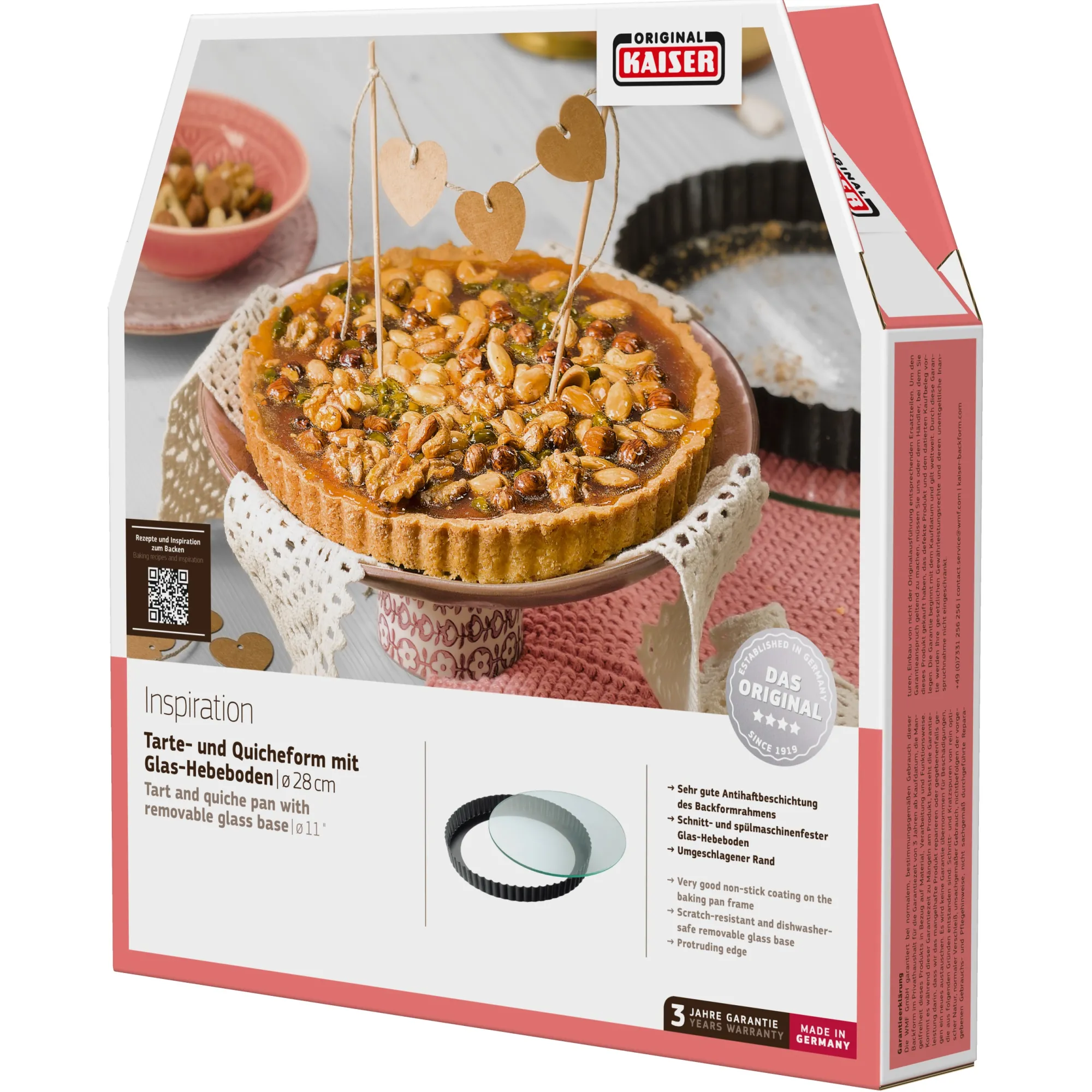 WMF KAISER Inspiration Tarte- & Quicheform mit Glashebeboden, 28 cm| Backformen