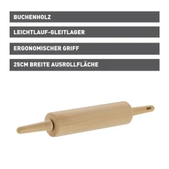 WMF KAISER Inspiration Teigausroller Buchenholz, 25 cm| Backutensilien