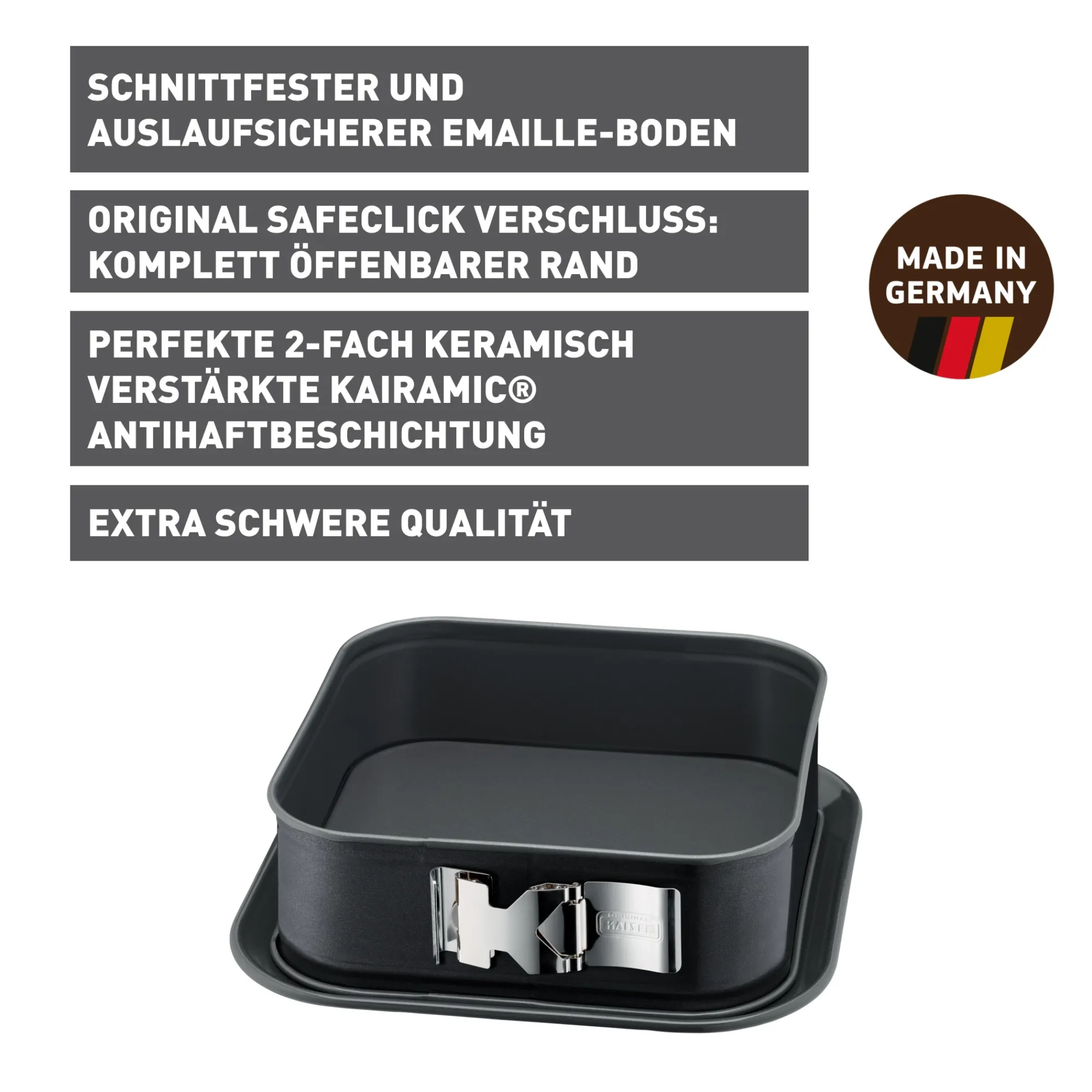 WMF KAISER La Forme Plus Springform mit SafeClick, quadratisch, 24 x 24 cm| Backformen