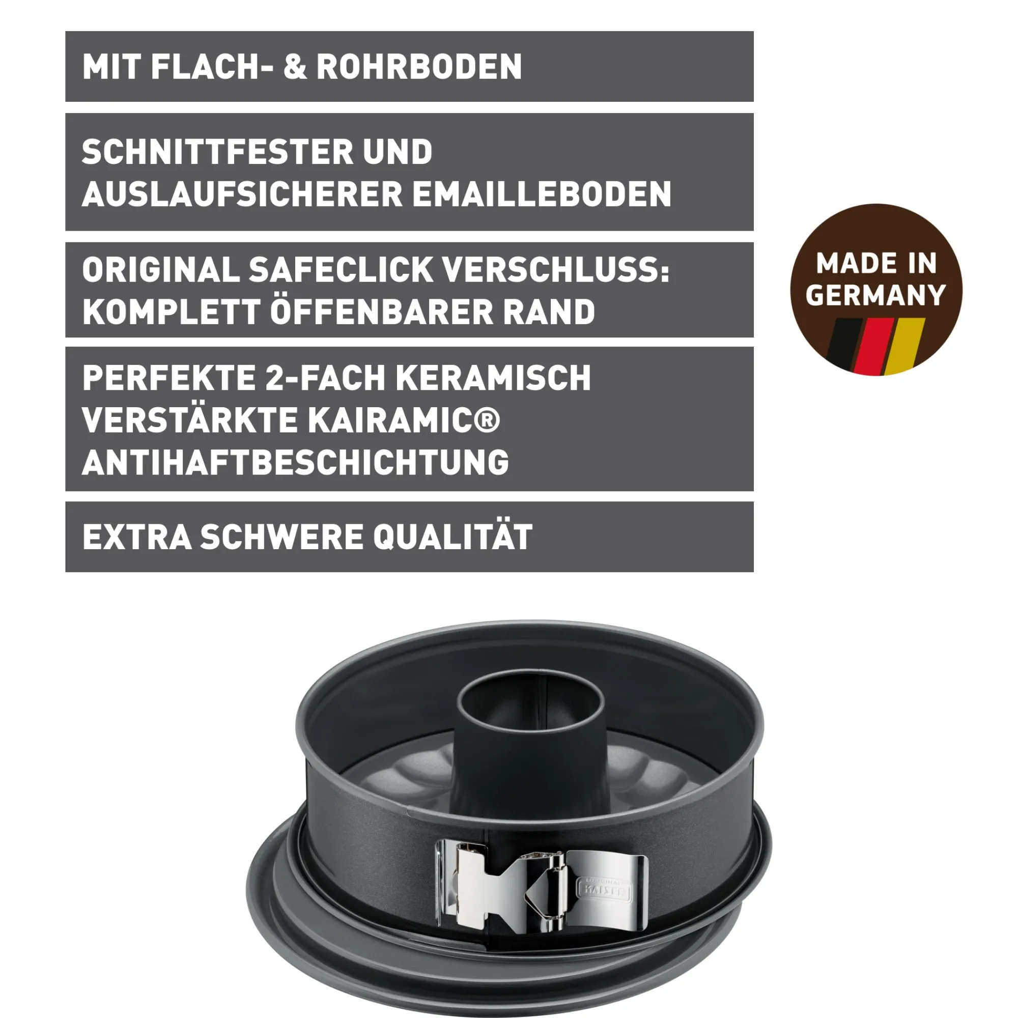 WMF KAISER La Forme Plus Springform mit Rohrboden und SafeClick, 26 cm| Backformen