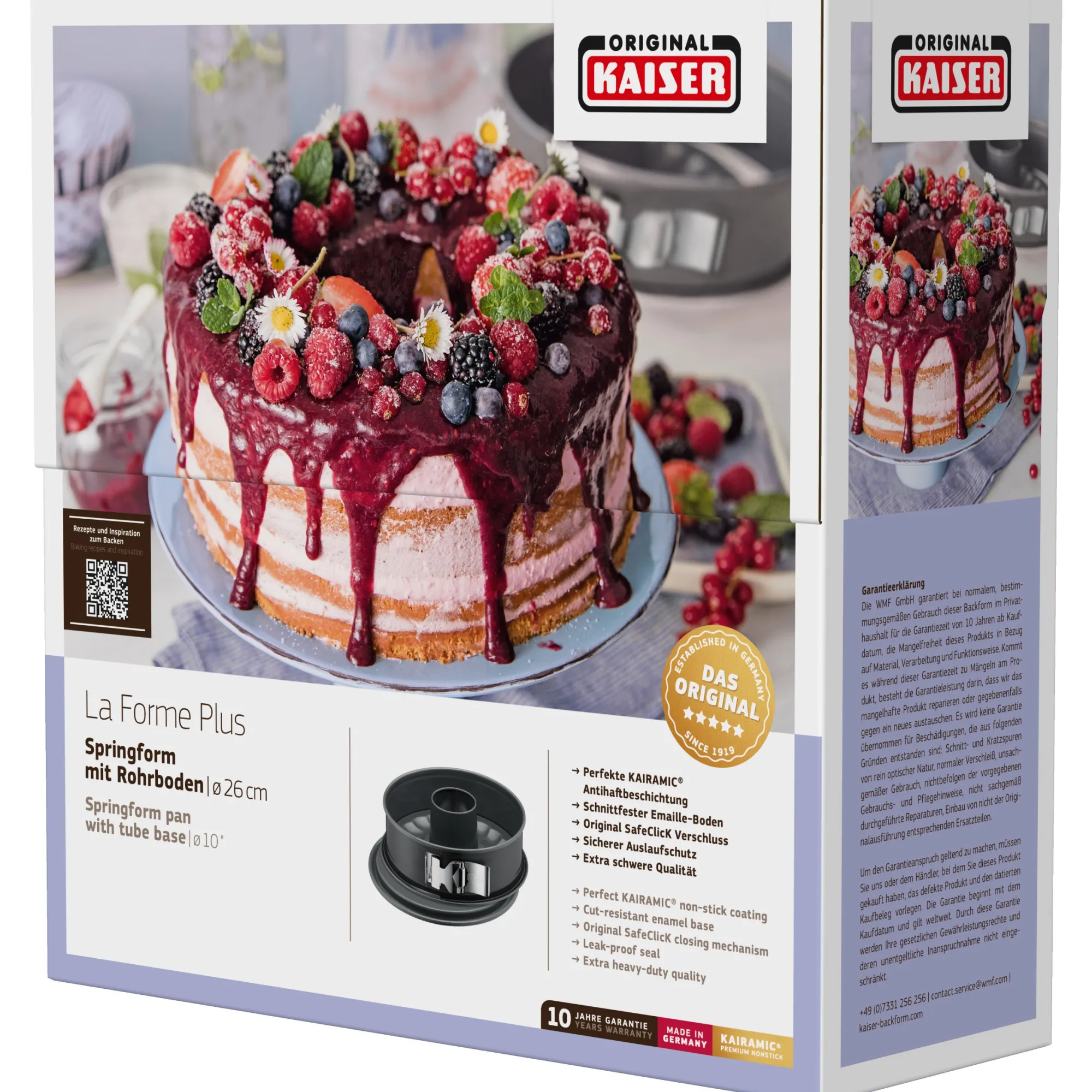 WMF KAISER La Forme Plus Springform mit Rohrboden und SafeClick, 26 cm| Backformen