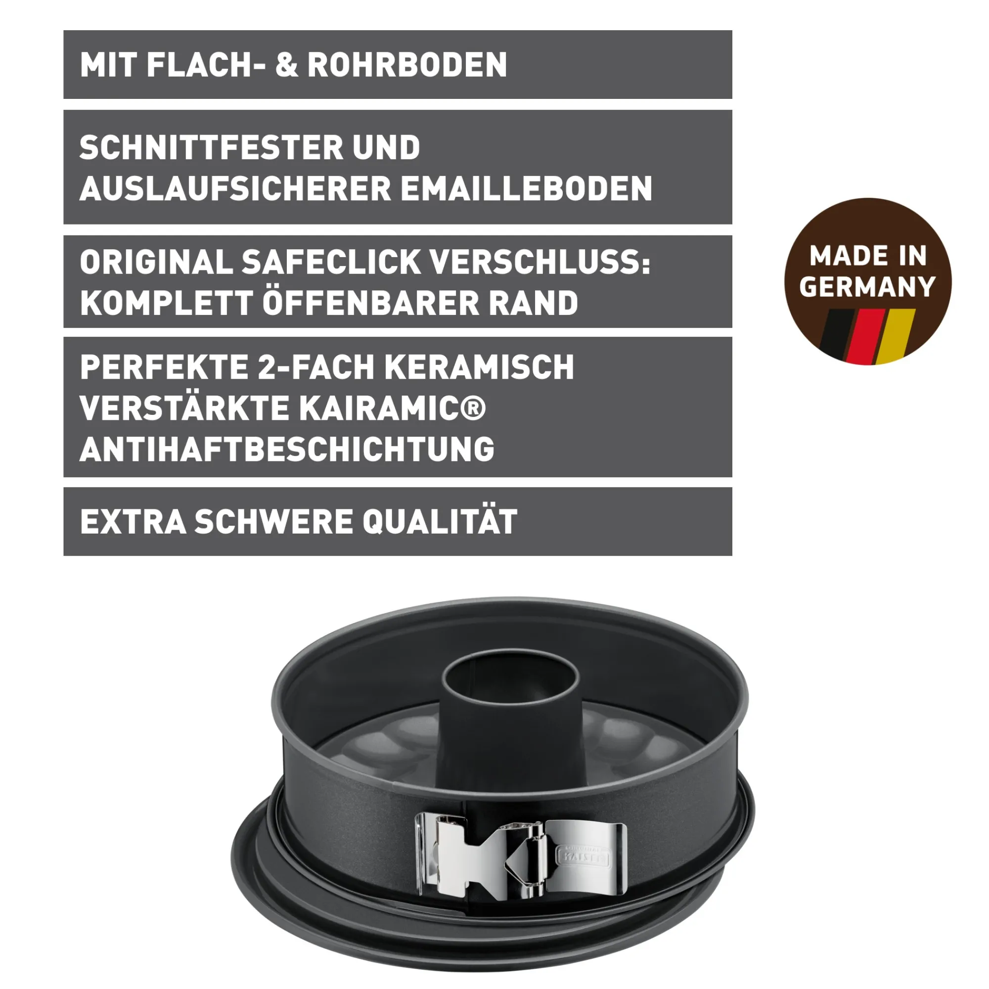 WMF KAISER La Forme Plus Springform mit Rohrboden und SafeClick, 28 cm| Backformen