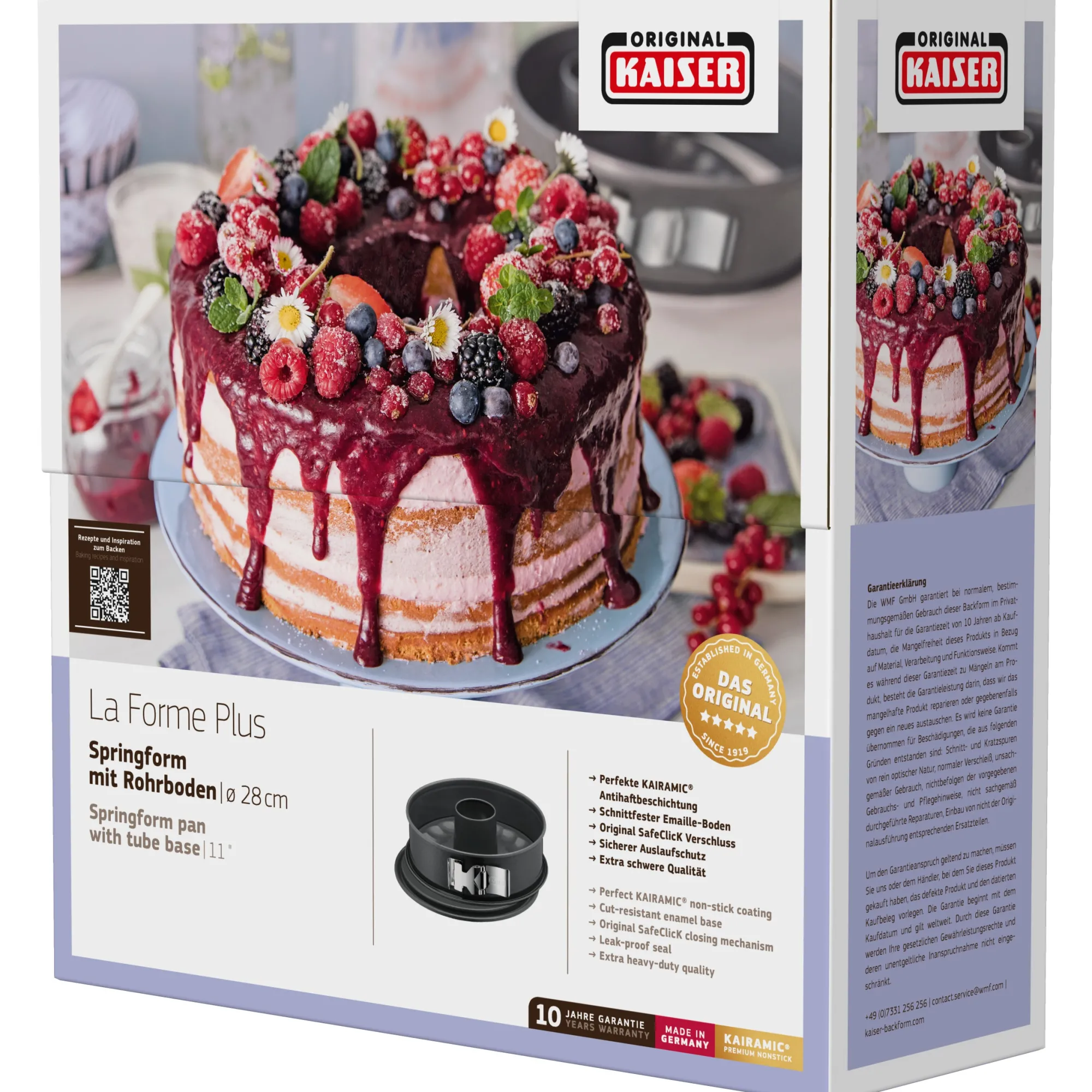 WMF KAISER La Forme Plus Springform mit Rohrboden und SafeClick, 28 cm| Backformen