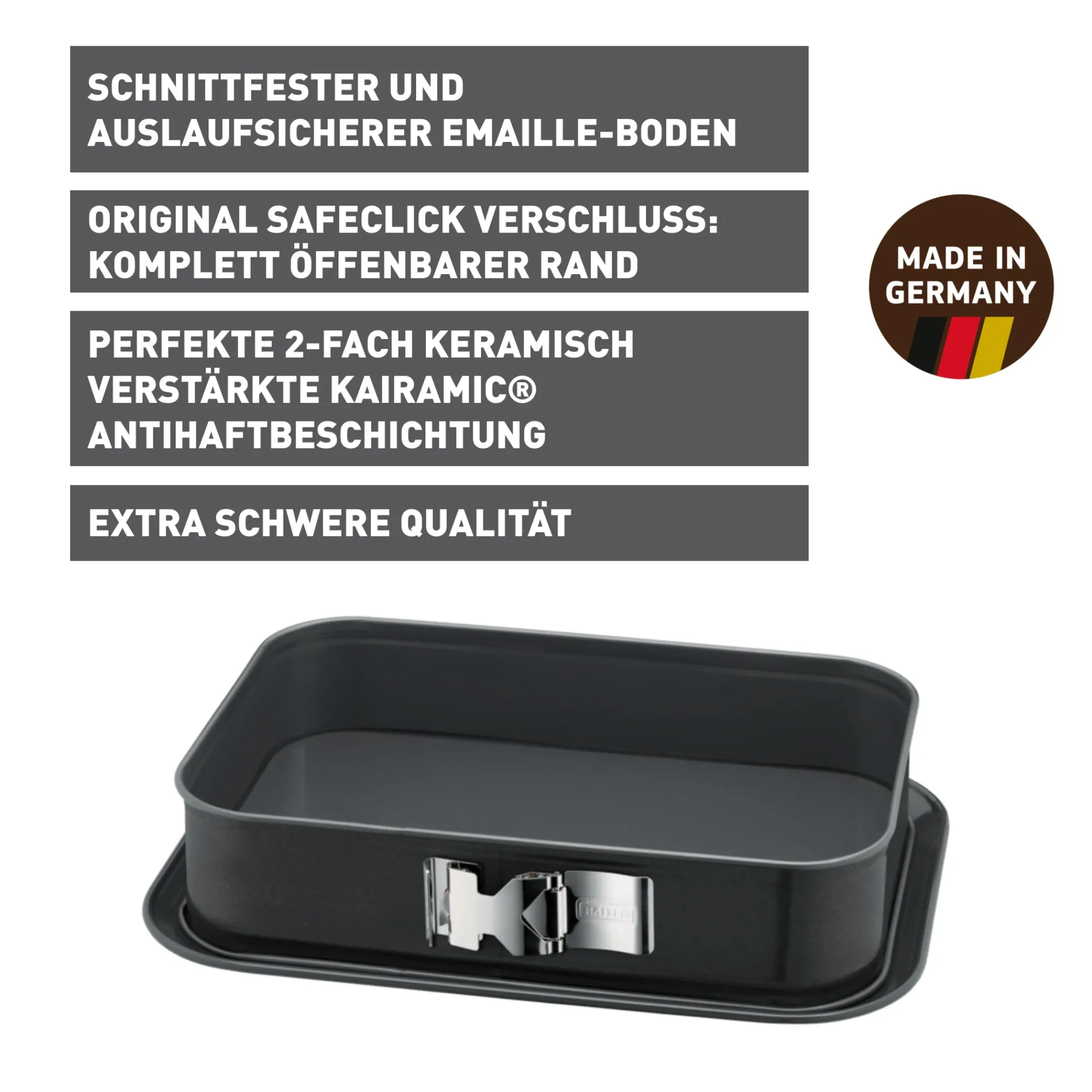 WMF KAISER La Forme Plus Springform mit SafeClick, rechteckig, 35 x 24 cm| Backformen