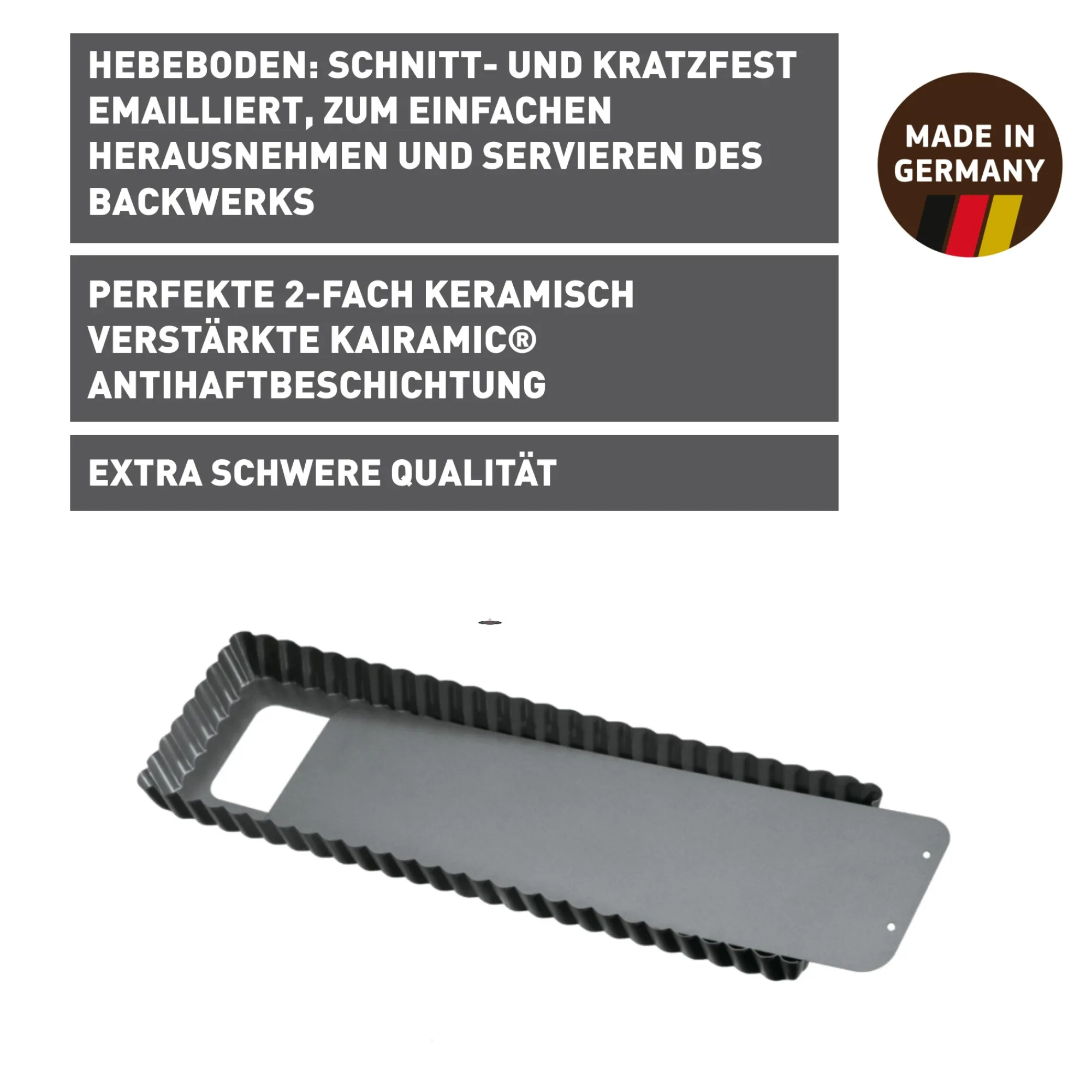WMF KAISER La Forme Plus Tarte- und Quicheform mit Hebeboden, rechteckig, 35 x 13 cm| Backformen