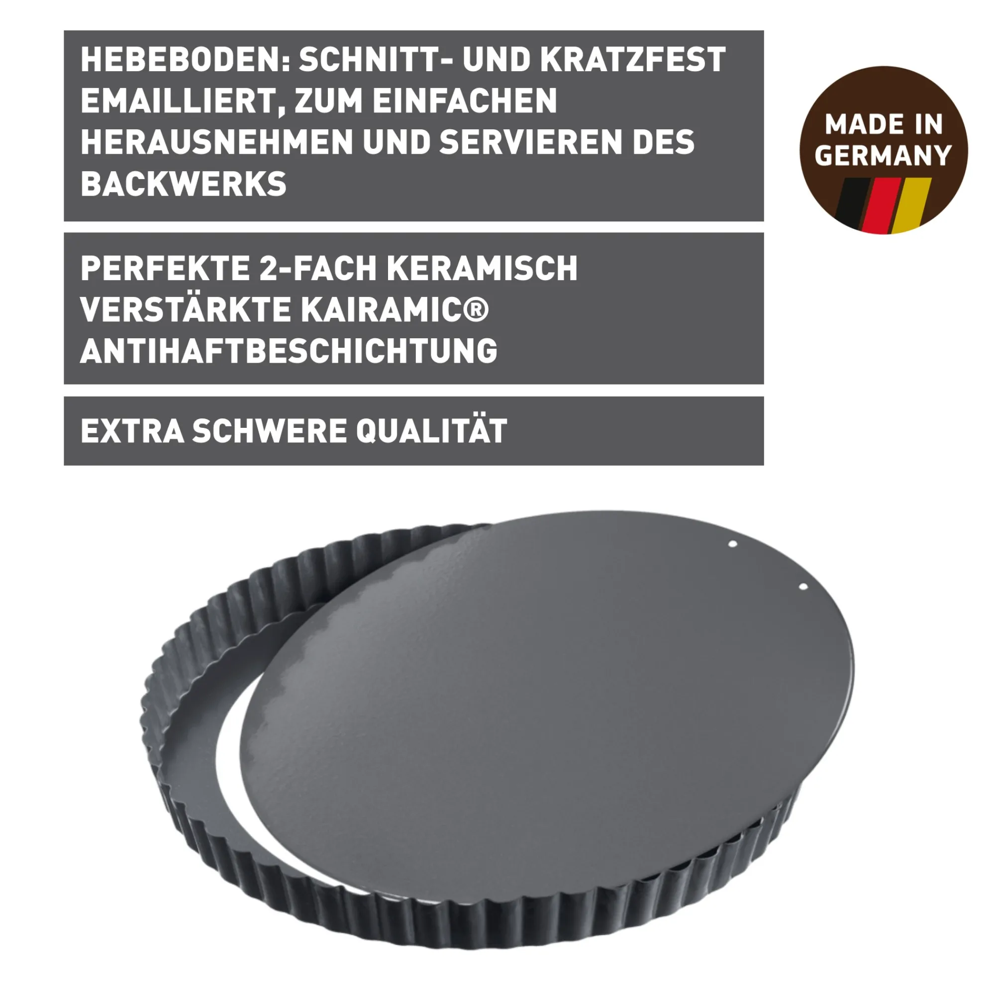 WMF KAISER La Forme Plus Tarte- und Quicheform mit Hebeboden, 32 cm| Backformen