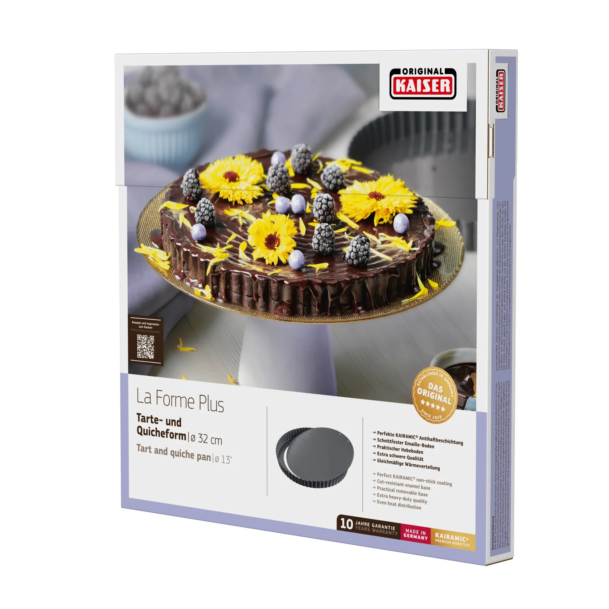 WMF KAISER La Forme Plus Tarte- und Quicheform mit Hebeboden, 32 cm| Backformen