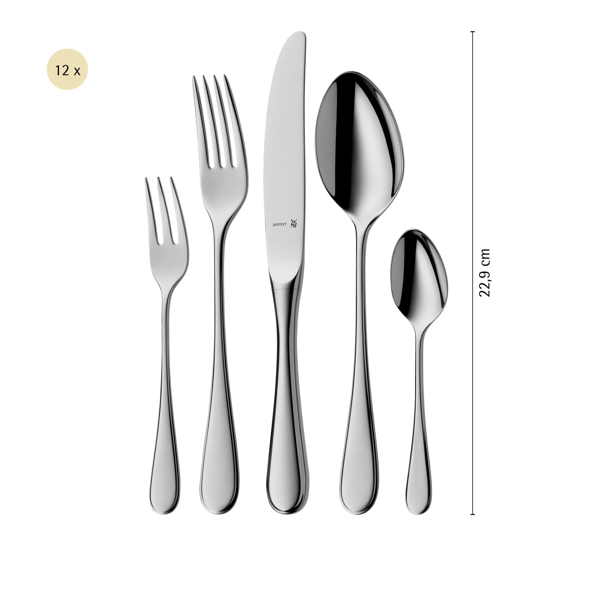 WMF Kent Plus Besteck-Set, 66-teilig, Cromargan protect®| Besteck-Sets